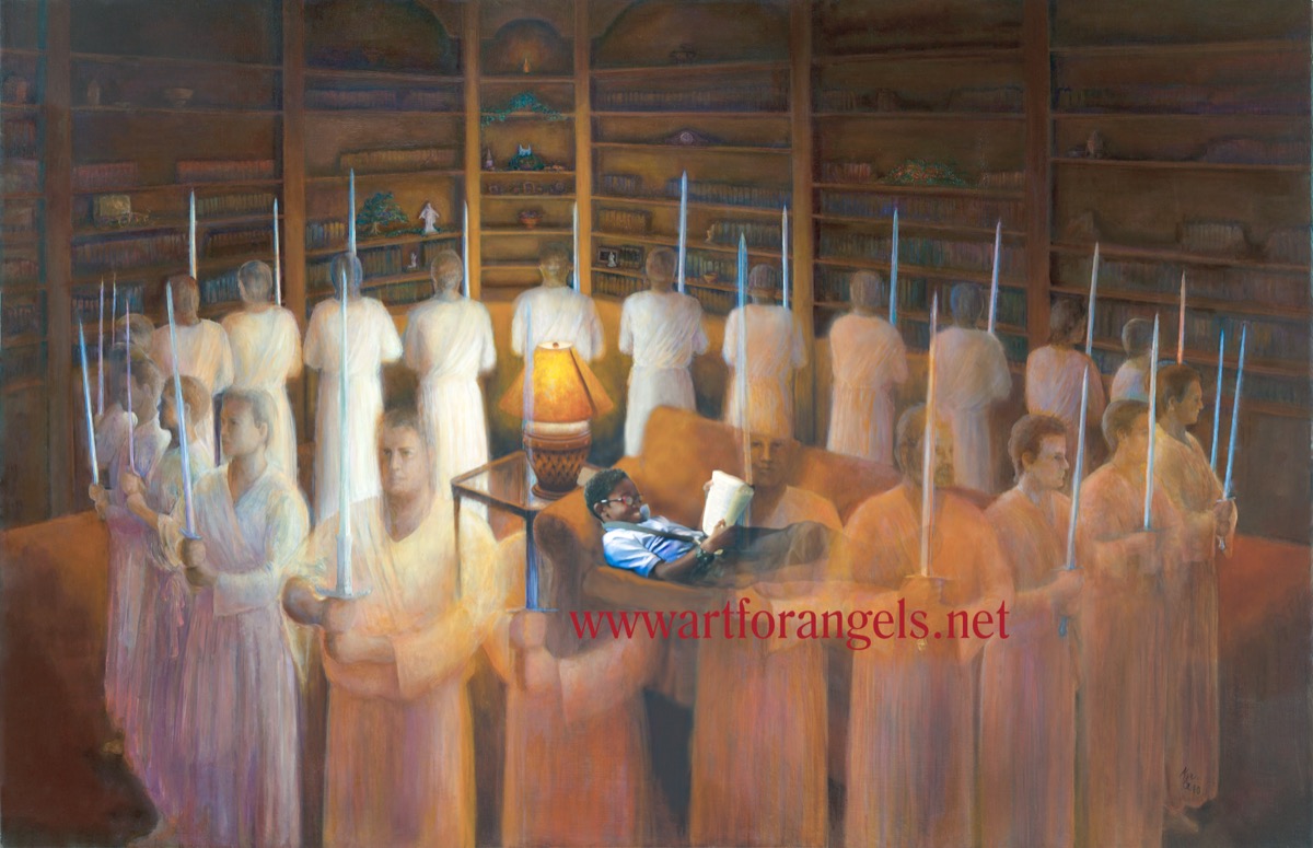 Young Reader - original angel painting by Kerri Guthrie, South Jordan Utah artist